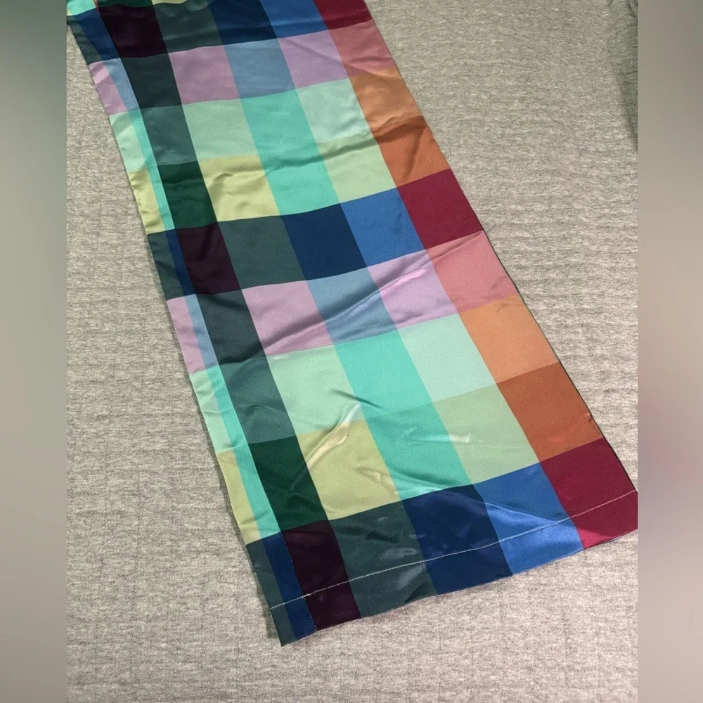 Emporio Armani Multicolour Checked High-Waisted Wide Leg Trousers Size 4 - Picture 6 of 14